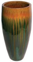 Tan/Green Tall Ceramic Urn